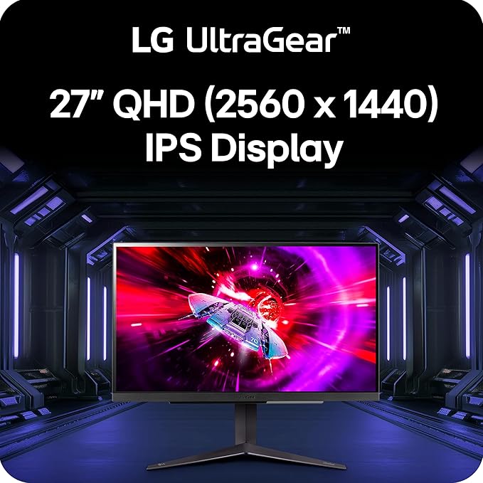 LG 27GR83Q-B 27-inch Ultragear QHD (2560x1440) IPS Gaming Monitor 240Hz 1ms DisplayHDR 400 G-Sync AMD FreeSync Premium HDMI 2.1 DisplayPort 4-Pole HP Out DTS GP:X Tilt/Height/Pivot Stand Black