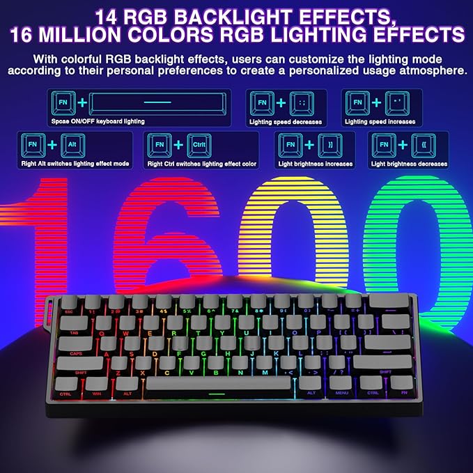 Aula WIN60 HE - 60% Mechanical Gaming Keyboard Wired Magnetic Switch Hot Swappable Adjustable Actuation Rapid Trigger Mode 8000 Hz Polling Rate RGB Small Keyboard 60 Percent Compact Design for PC
