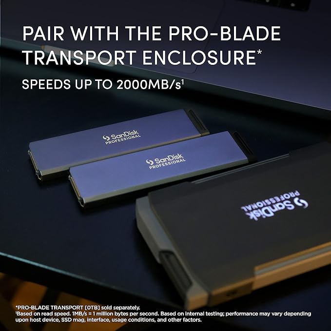 SanDisk Professional 4TB PRO-Blade SSD Mag - Portable &amp Modular NVMe SSD Mag Ultra-Durable - SDPM1NS-004T-GBAND