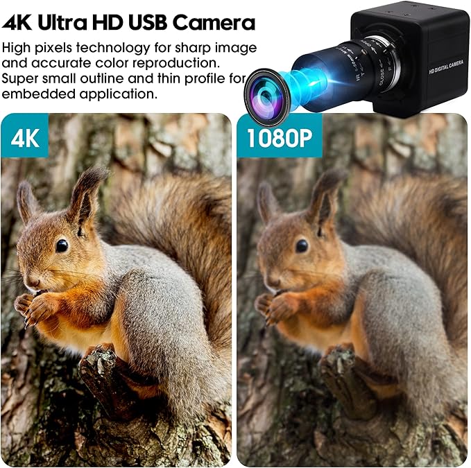4K Ultra HD 5-50mm Zoom Manual Lens USB Web Camera 2160P IMX317 Sensor 10X Varifocus Close-up USB Webcam for Windows/Linux/Raspberry Pi