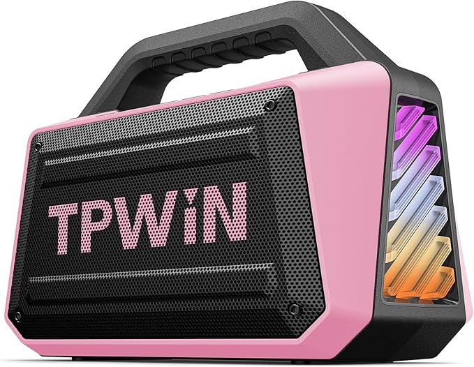 Wireless Bluetooth Speakers - Portable Speaker 80W Peak 20H Playtime Light Shows Loud Speaker with Strong Bass BT 5.3 TWS IPX6 Waterproof for Home Travel Outdoor Beach Camping - Pink