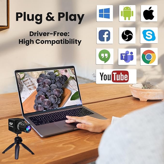 ELP 12mp USB Camera Manual Zoom Webcam for Computer 1080P 120fps Variable Focus Lightburn Camera High Speed 3.6-10mm 3X Zoom USB2.0 PC Cam Varifocal USB Security Webcamera for Video Conference