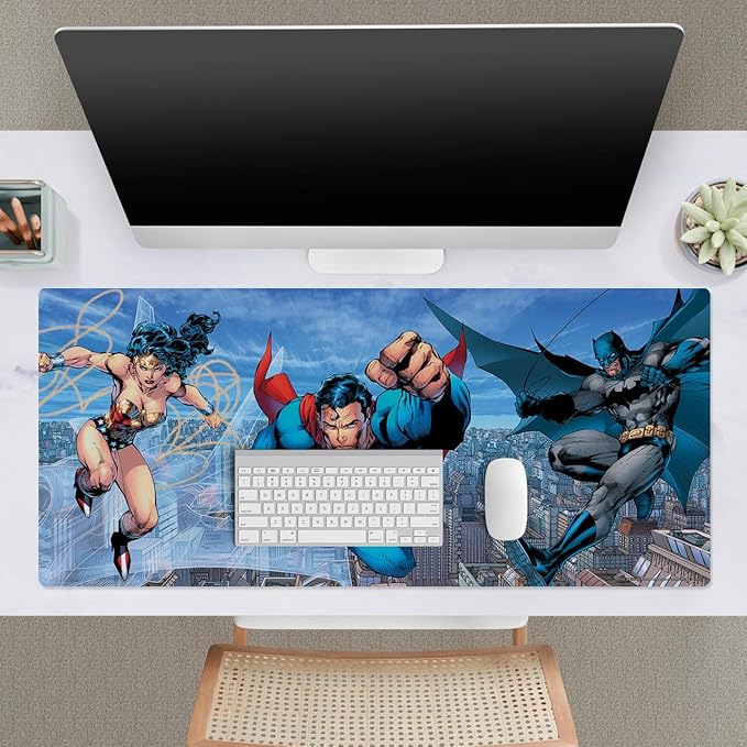 Head Case Designs Officially Licensed Justice League DC Comics Trinity Comic Book Covers 37.4 x 15.75 x 0.16 inches (900 x 400 mm) - XL Gaming Office Desk PC Keyboard Mouse Mat Pad