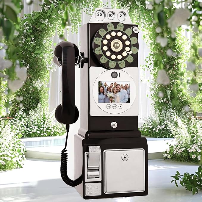1080P Video Audio GuestBook Wedding Phone 64G SD Card Customized Video Audio Guest Book Alternatives with Lens Recording for Birthday Party Anniversary Engagement Black