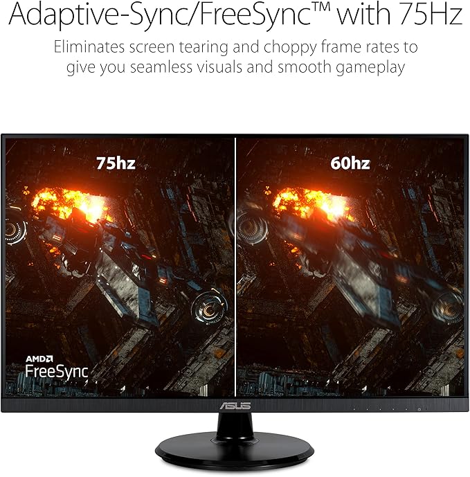 ASUS 27” 1080P Monitor (VA27DQ) - Full HD IPS 75Hz Speakers Adaptive-sync/FreeSync™ Low Blue Light Flicker Free VESA Mountable Frameless HDMI VGA DisplayPort Tilt Adjustable Black