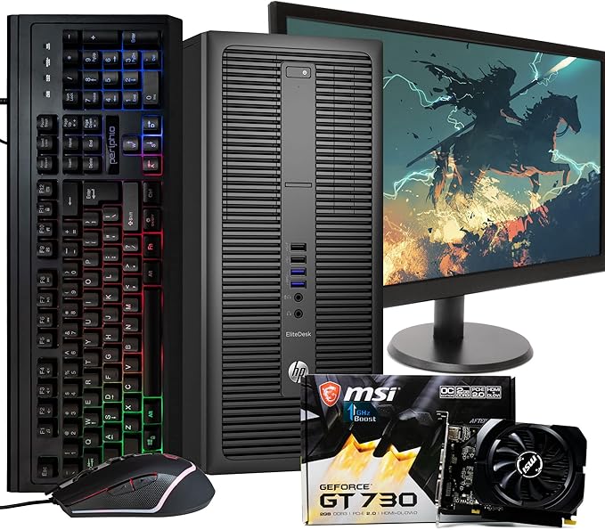 HP Gaming PC Computer Quad-Core Intel i5 NVIDIA GeForce GT 730 2GB 16GB DDR3 RAM 1TB SSD WiFi Windows 10 Includes 24 Inch Monitor Rainbow Keyboard and Mouse (Renewed)