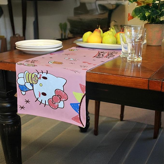 Hello Kitty Mouse Pad | Hello Kitty Placemat | Hello Kitty Room Decor | Kitty Kawaii Gaming Mat | Kawaii Kitty Runner | Girls Place Game Mat | Girls Mouse Pad | Pink | 36 X 12 | Officially Licensed