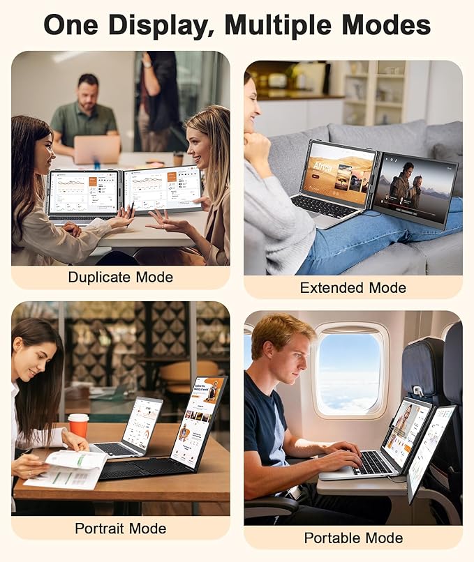 15.3 Laptop Screen Extender Ultra-Thin 1200P Portable Monitor for 14-17.3 Laptops 1.76lbs Lightweight Dual Screen Extender Plug &amp Play Works with Windows/Mac/Android/Chrome