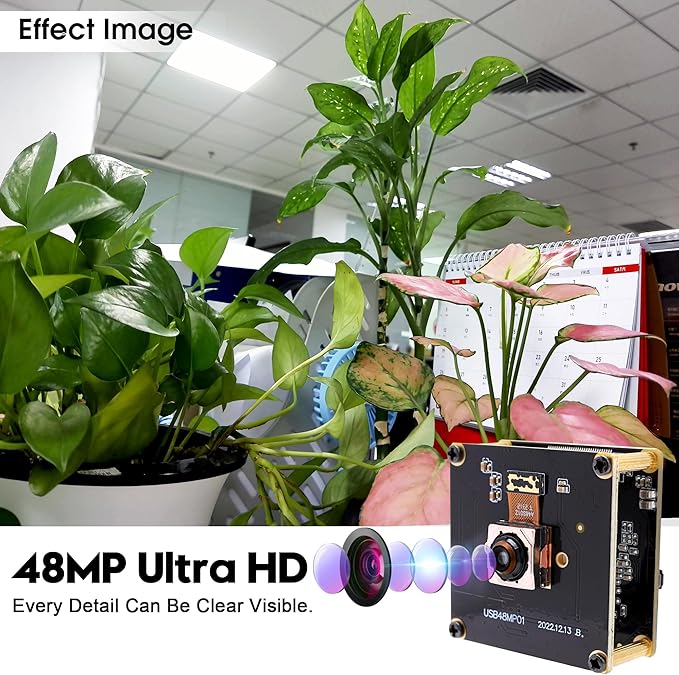 48MP USB Camera Module Ultra HD 8000x6000 Webcam 70 Wide Angle Auto Focus Plug &amp Play for Laptop Raspberry Pi Jetson Nano