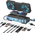 USB C Docking Station Compatible with Switch 2/ Steam Deck OLED/ROG Ally X/Legion Go M.2 NVMe SSD Enclosure Hub with 4K@60Hz HDMI 100W PD Dual Cooling Fans Gigabit Ethernet USB 3.0/SD/TF