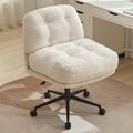 Criss Cross Chair on Wheels Wider &amp Thickened Cross Legged Office Chair Comfortable Adjustable Swivel White