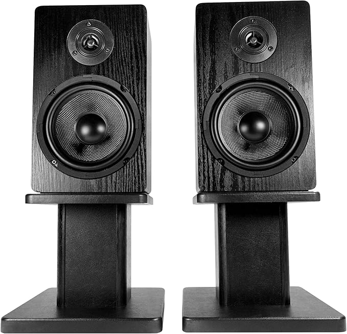 Rockville ELITE-5B 5.25 Powered Bookshelf Speakers 200W RMS / 800W Peak Bluetooth RHT8B 8 in Desktop/Studio Monitor Stands 2-Items