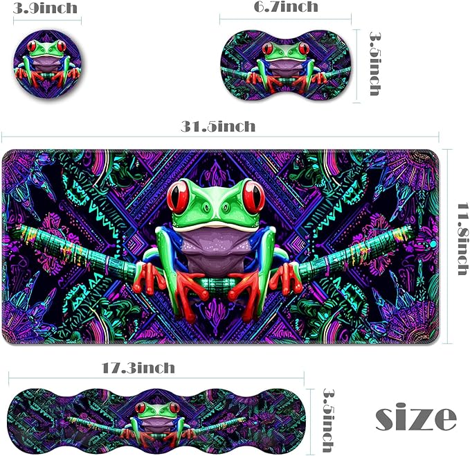 Ergonomic Keyboard Wrist Rest &amp Mouse Pad Wrist Rest SetXL Gaming Desk Mat 31.5x 11.8Non-Slip BaseMemory FoamEasy Typing Pain Relief for Office &amp HomeTree Frog