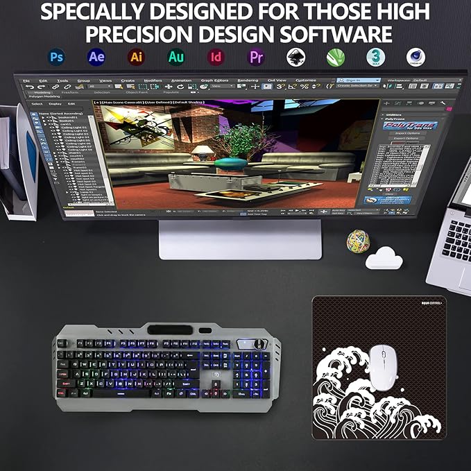 X-Raypad Aqua Control Plus Wave Gaming Mouse Pad Ultra-High Precision Mouse Pad with Perfect Speed and Control Capability Consistent X and Y Glide Designed for Fps Players with Low DPI Requirements