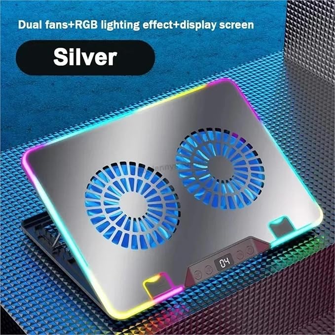 F36 Gaming Laptop Cooling Pad for 11-17.3'' LED Screen Laptop 7 Angle Adjustable Notebook Cooler Stand with 2 Fans &amp 2 USB Ports(F36-2Fans-Black)