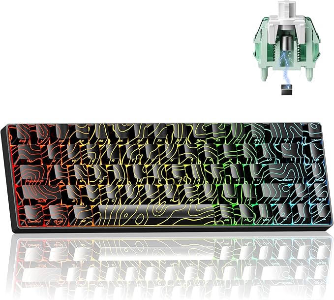 x XVX HE68 Pro Rapid Trigger Keyboard 60% PercentHall Effect Keyboard with Gateron Magnetic Jade Pro SwitchCNC Aluminum Frame Topographic Custom Mechanical Key Board for PC/Laptop/Xbox/PS4/PS5Black