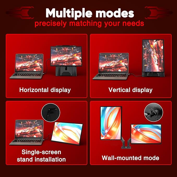 Laptop Screen Extender Portable Monitor Dual 16.1 1080P FHD IPS Screen Detachable Monitor Extender for Laptop Fit for 13-17 Laptops Compatiable with Windows/Mac/Chrome/Android