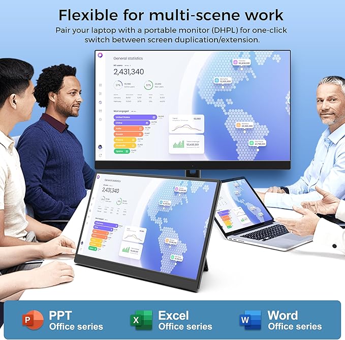14 Inch Portable Monitor FHD 1920x1200 IPS16:10 Display with Built-in Kickstand USB-C/HDMI Plug and Play Compatible with Laptop PC Mac Mobile PS5 PS4 Xbox Switch