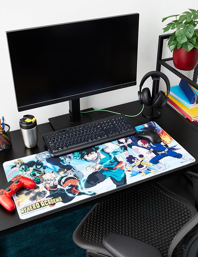Erik Official My Hero Academia XXL Mouse Mat - Desk Pad - 31.5 x 13.78 Non-Slip Rubber Base Mouse Pad Gaming Mouse Pad Keyboard Mouse Mat - My Hero Academia Manga