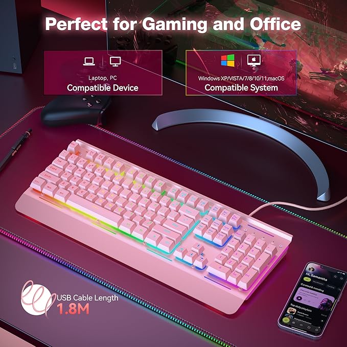 TECKNET Gaming Keyboard USB Wired Computer Keyboard 15-Zone RGB Illumination IP32 Water Resistance 25 Anti-ghosting Keys All-Metal Panel (Whisper Quiet Gaming Switch)