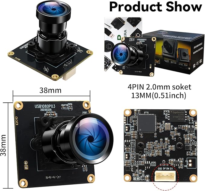 Starvis USB Camera Module 0.0001Lux Ultra Low Light H.264 HDR 1080P Security Webcam Module with 110° Wide Angle Lens Plug and Play for Linux Windows Raspberry Pi