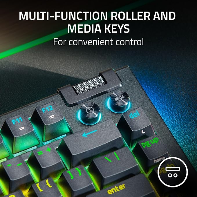 Razer BlackWidow V4 75% Mechanical Gaming Keyboard: Hot-Swappable Design - Compact &amp Durable - Orange Tactile Switches - Chroma RGB - MF Roller &amp Media Keys - Comfortable Wrist Rest - Black