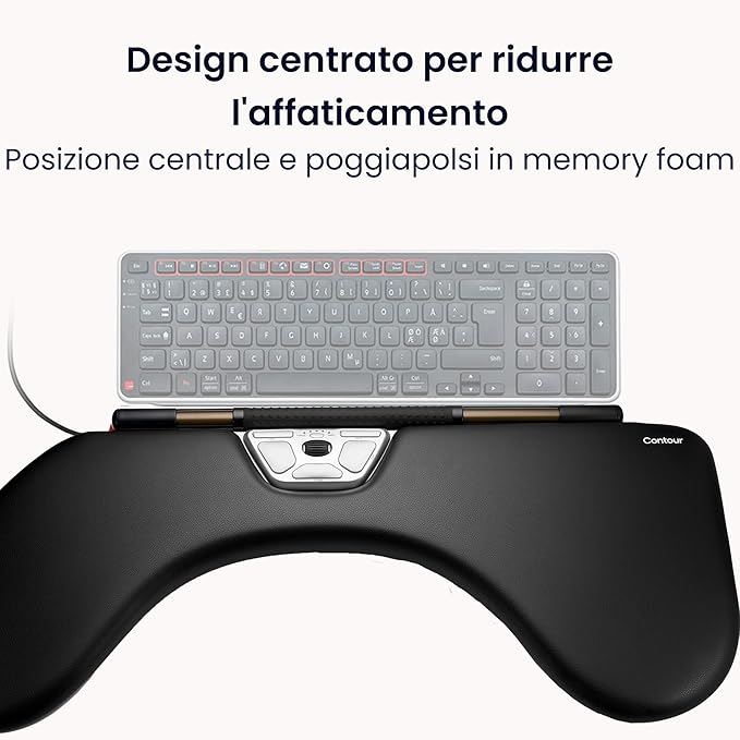 Contour RollerMouse Red Ergonomic Mouse for Shoulder Forearm Wrist Strain Relief for RSI Carpal Tunnel Centered Rollerbar 6 Customizable Buttons 10 Speed Settings Mac/PC Compatible - Wired - Max