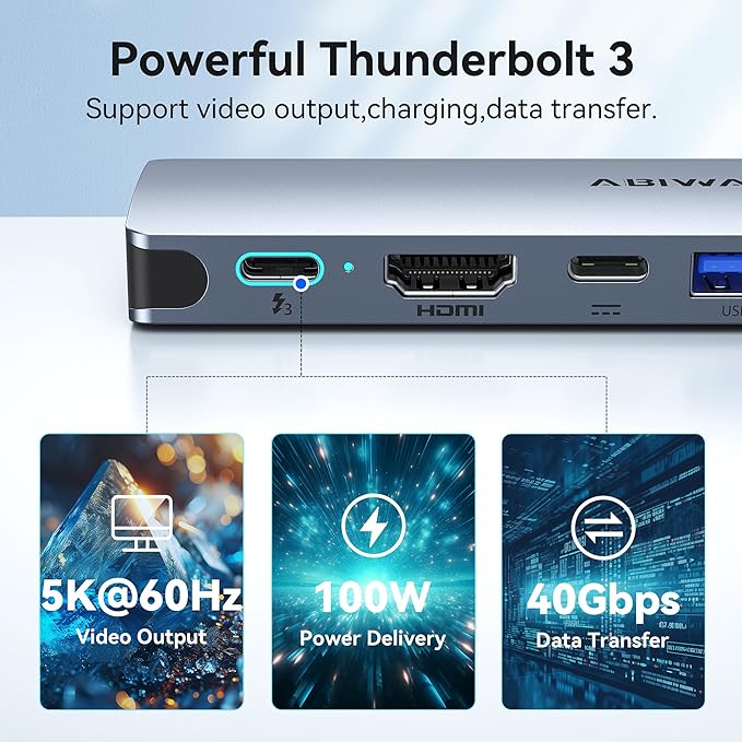 USB C Adapter HDMI Multiport Hub for MacBook Pro/Air M1-M3 13-16 2018-2024: 3 USB A 3.0 SD TF Card Reader Audio