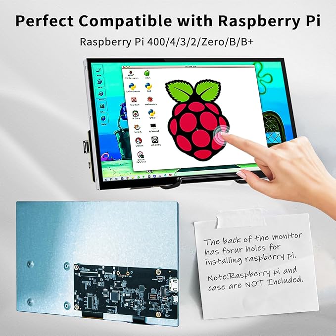 Raspberry Pi Touchscreen10 Inch Monitor HDMI1024×600 Mini Monitor16:9 IPS Screen Small Portable Display for Raspberry Pi 400/4/3/2/Zero/B/B+ Jetson Nano Win11/10/8/7