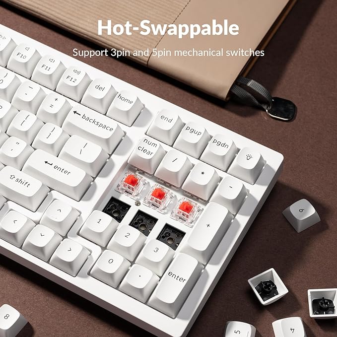 Keychron K4 Pro QMK/VIA Custom Wireless Mechanical Keyboard Programmable Hot-swappable 100 Keys RGB Backlight Wired Gaming Keyboard with K Pro Silent Red Switches for Mac/Windows/Linux