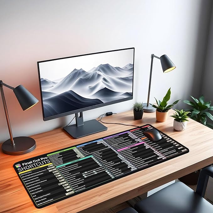 Final Cut Pro Shortcuts Cheat Sheet Mouse Mat KMH Mouse Pad for Mac Users Editors Creators Large Desk Mat Producer Mousepad Essential Computer Accessories for Study Work and Reference Purposes