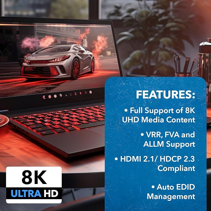 OREI 8K 2x1 HDMI Switch 4K@120hz - Auto HDMI Selector 48Gbps High Resolution Switch Between 2 Inputs Perfect for Gaming PS5 Xbox HDR10 Dolby Vision