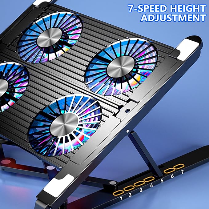 LED Laptop Cooling Pad Gaming Coolers Fan Stand with Quiet Fan Folding Bracket for Laptop