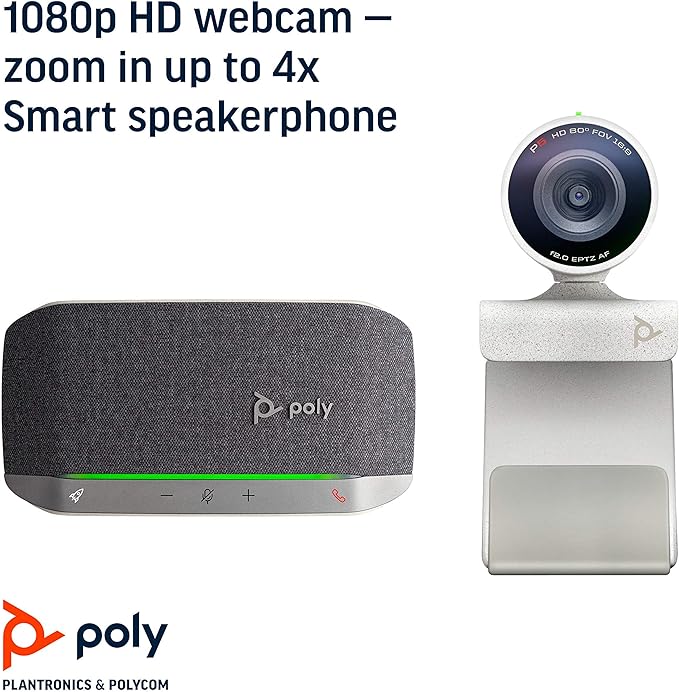 Plantronics Poly - Studio P5 Webcam with Poly Sync 20+ Speakerphone Kit Polycom - 1080p HD Professional Video Conferencing Camera &amp Bluetooth Wireless Smart Speakerphone-Certified for Zoom &amp T