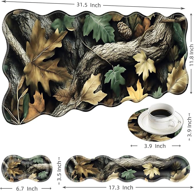 Large Mouse Pad and Keyboard Wrist Rest Desk Pad for Keyboard and Mouse 4-in-1 Large Gaming Mouse Pad with Wrist Support Desk Mat for Home Office Study Game-Camo Forest