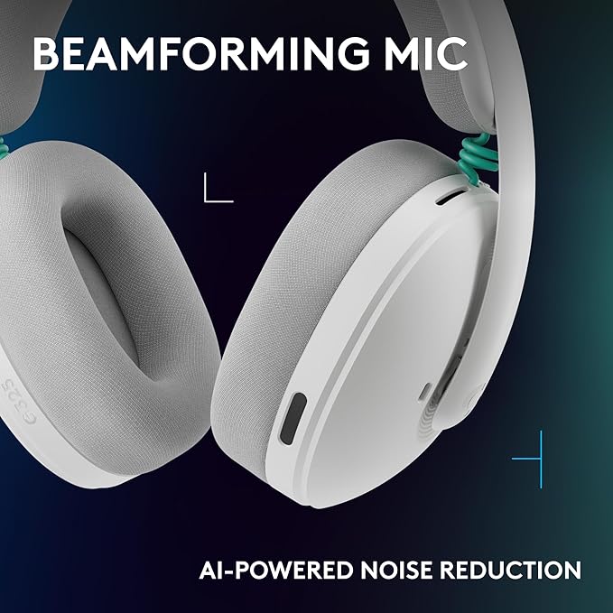 Logitech G325 Lightspeed Wireless Bluetooth Gaming Headset All-Day Comfort Built-in Mic with Noise Reduction 24-Bit Audio 24+ Hr Battery Life for PC PlayStation Switch Mobile – White