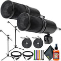 Zoom 2X ZDM-1 Dynamic Podcasting Microphone + 2X Tripod Boom Microphone Adjustable Floor Stand - Black + 2X XLR to XLR 3M Interconnect Cable + Goby Labs Sanitizer Spray for Microphones + More
