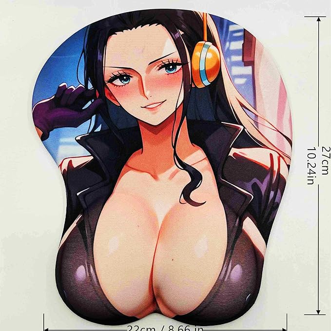 3D Mouse Pad Oppai Mousepad with Soft Gel Wrist Rest Anime Manga Gaming Boob pad Anti-Slip Mouse Mat （Robi 4）