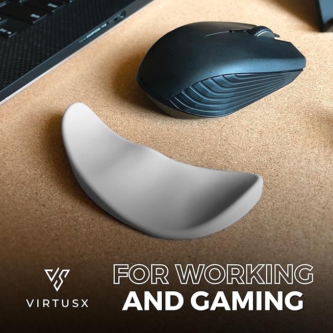 Virtusx Ergonomic Mouse Wrist Rest Gliding Palm Wrist Support Sliding Wrist Pad That Moves with Your Mouse Designed for Carpal Tunnel Syndrome and Pain Relief (White)