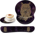 Ergonomic Gel Mouse Wrist Rest Pad and Keyboard Pad SetAnti-Slip PU Bottom Easy Typing and Relieve Wrist Pain with Cute Coaster Set (3-Starry Owl)
