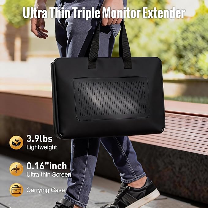 One Cable Connection Laptop Screen Extender Monitor Portable Ultra Thin 15.6 1080P FHD Triple ScreenFit for 13-17 Laptop Plug &amp Play Compatiable with Win/Mac/Chrome/Android