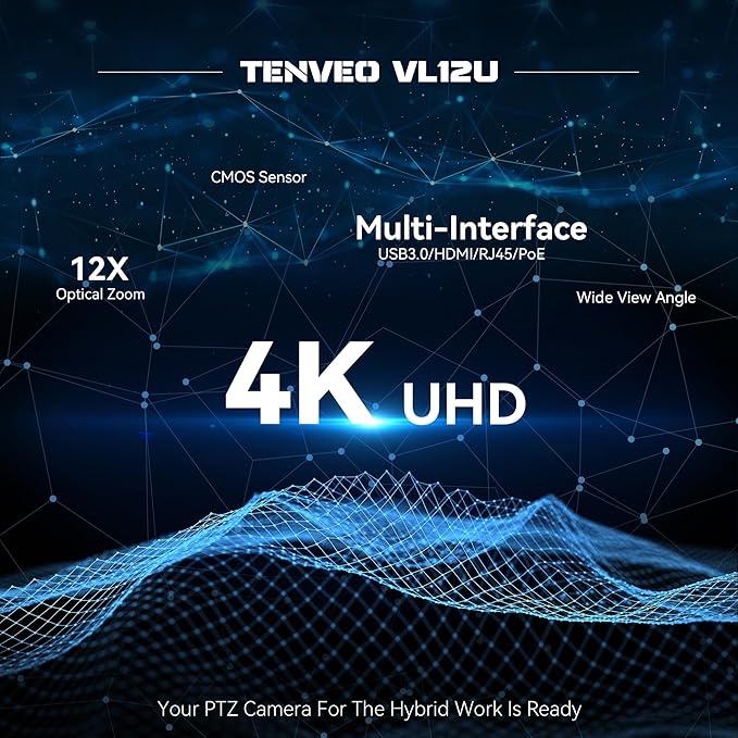 Tenveo 4K PTZ Camera and Controller Bundle/Kits- 12X 4K PTZ Camera with HDMI/USB3.0/LAN(PoE) 7-Inch LCD Quad-Screen 4D Joystick NDI PTZ Controller Kit for Church Services Live Streaming Conference