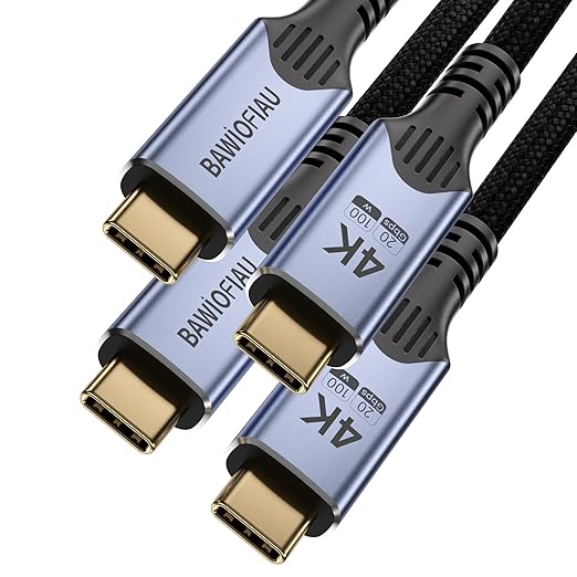 USB-c Cables 2 Pack 6.6FTusbc 3.2 Gen 2x2 Compatible with Thunderbolt 4/320Gbps high Speed Data TransferType C 100W Fast Charging4K@60Hz Video with Monitor/Display/Dock/SSD/Hub.