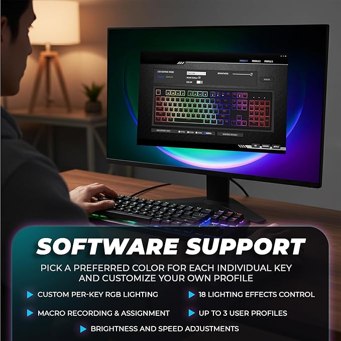 TECWARE Phantom+ 87 Mechanical Gaming Keyboard | RGB LED Backlit | Hot Swappable Wraith Brown Switches | 87 Key TKL Layout | Thocky Sound Profile | Detachable USB-C Wired | Black