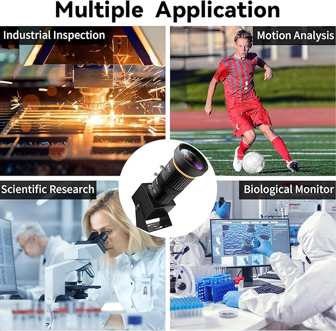 USB Webcam 5MP Color Industrial USB Camera with CS-Mount 5-50mm 10X Manual Zoom Lens – 1944P@30fps Plug-and-Play for PC Live Streaming Video Conferencing &amp Projects