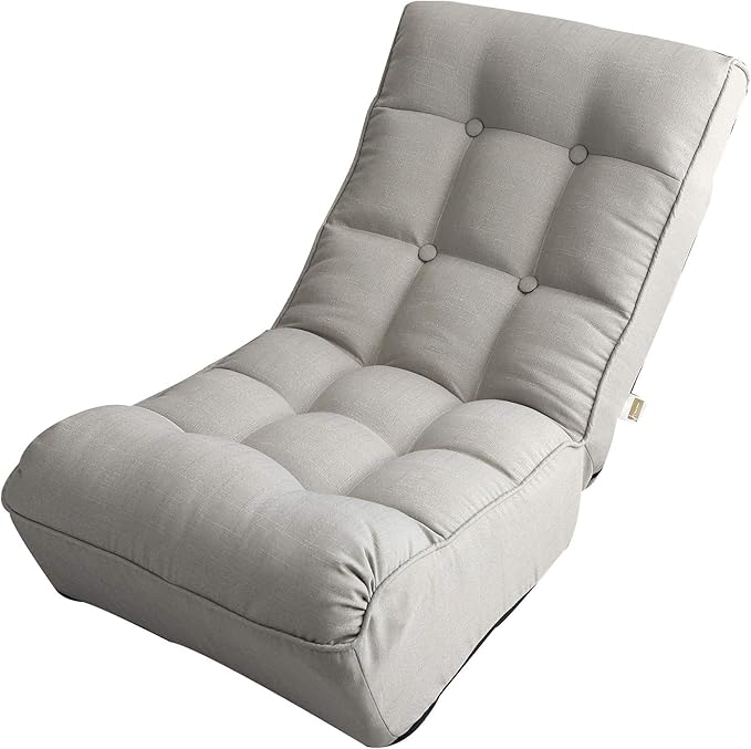 Bellemave Gaming Floor Chair Folding Lazy Sofa Lounger with Armrests and Adjustable Backrest (Gray)