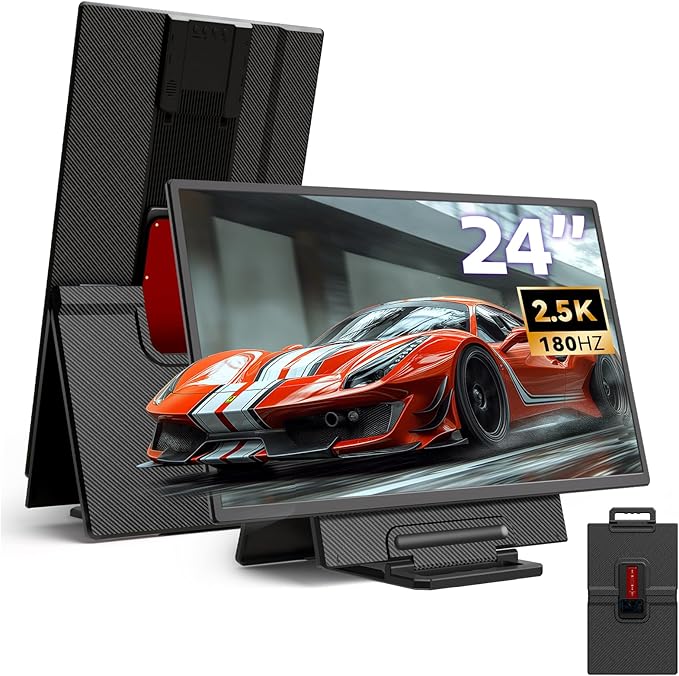 24 180Hz Gaming Monitor 2.5K 2560x1440 QHD Fast IPS 112.5% sRGB Large Portable Monitor Height &amp Rotation Adjustable Stand Type-C HDMI Eye Care External Screen for Laptop Phone PS4&amp5 Switch