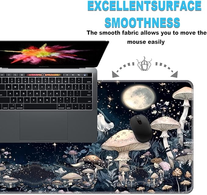 Keyboard Wrist Rest and Mouse Pad Set31.5x11.8 Inches Desk MatWaterproof Non-Slip Ergonomic Wrist Support for Pain ReliefExtended Desk Protector for Office Home GamingMushroom Galaxy