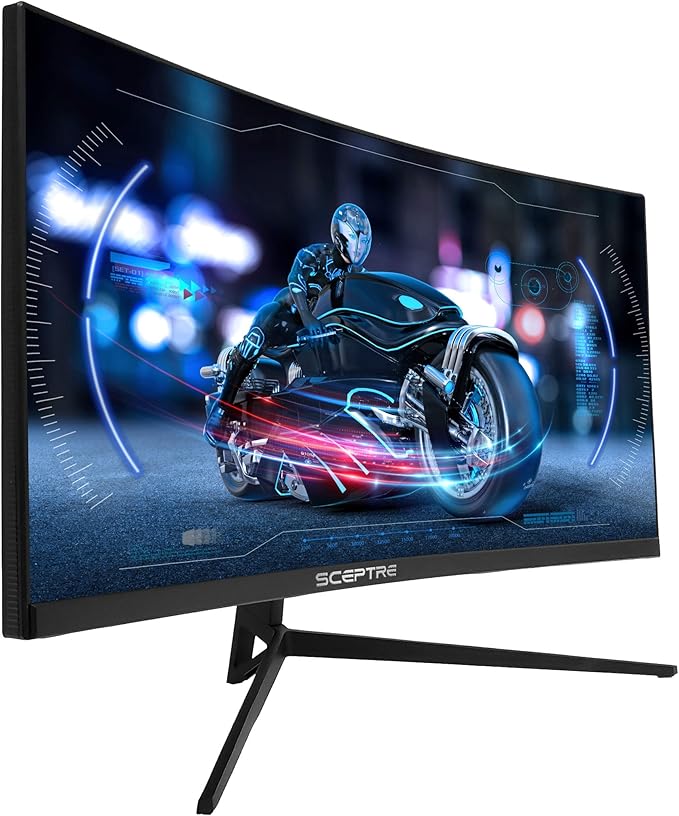 Sceptre Curved 24 FHD 1080p Gaming LED Monitor R1200 HDMI DisplayPort 165Hz 144Hz FreeSync G-Sync Compatible Edgeless Build-in Speakers Machine Black 2021 (C248B-1858RN)