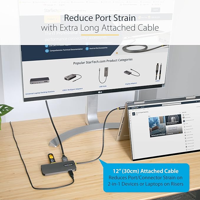 StarTech.com 6-in-1 USB-C Hub for Monitors 4K 60Hz HDMI Video HDR10 Gigabit Ethernet USB 5Gbps Hub 100W Laptop Charging with Cable Management for MacBook M1 M2 M3 M4 and Windows